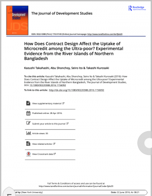 How Does Contract Design Affect the Uptake of Microcredit among the Ultra-poor? Experimental Evidence from the River Islands of Northern Bangladesh.