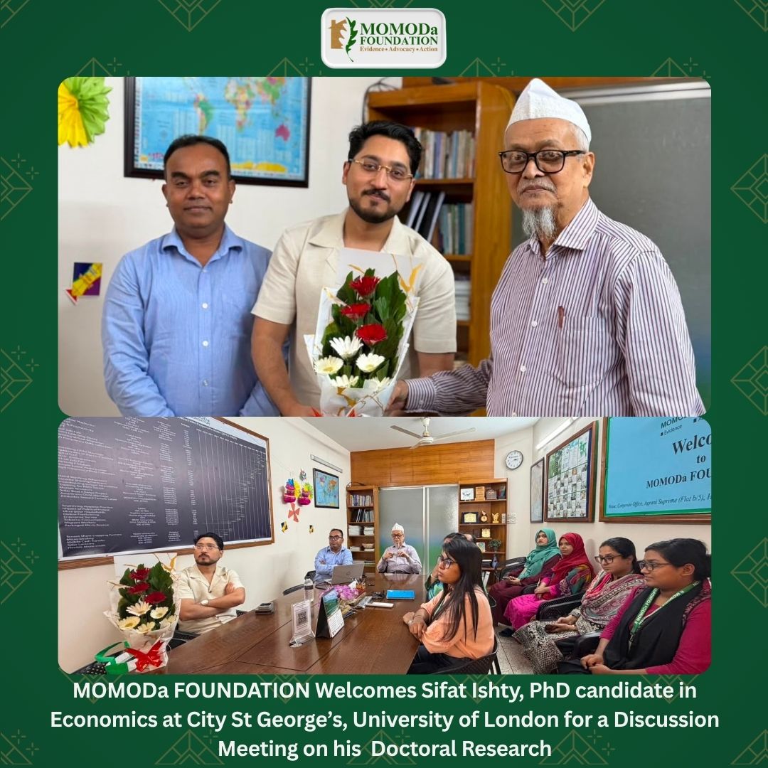 MOMODa FOUNDATION had the pleasure of welcoming Sifat Ishty, PhD Candidate in Economics at City St George’s, University of London, to its Corporate Office for a productive discussion meeting.